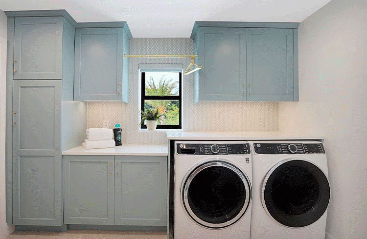 Blue Laundry Room in Pinecrest, Palmetto Bay, Coral Gables, Ocean Reef, Miami, Key Biscayne